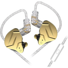 keephifi KZ ZSN Pro X IEM Headphones, 1BA + 1DD Hybrid In-Ear Monitor, Noise Cancelling, Perfect Fit, 3.5mm Jack Headphones, Computer (Gold, with Microphone)