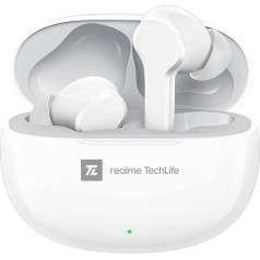 realme TechLife Buds T100 | IPX5 Water Resistance | Bluetooth 5.3 | Up to 28 Hours Total Playback - (White)