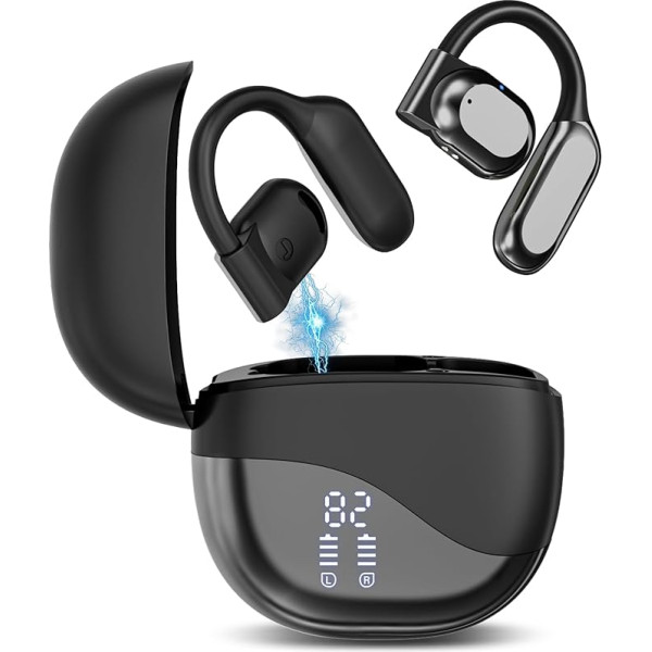 Bluetooth Headphones Sport, In-Ear Headphones Wireless Bluetooth 5.3, 58 Hours Ultralight Earbuds with Headband, Noise Cancelling Earphones Bluetooth, HiFi Stereo, LED Display, Sports Headphones