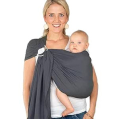 Hoppediz Ring-Sling Baby Sling - Ultra Light - Hip Carrier - Belly Carrier - for Newborns from Birth - 100% Cotton, Hamburg Stone
