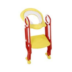 Potty Trainer Toilet Trainer Children Potty Non-Slip Toilet Seat Trainer Seat for Children Height Adjustable Toilet Chair with Ladder (Red + Yellow)