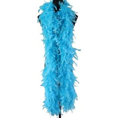JUSHIW 90 Gramm Truthahnfeder-Boa, natürlicher Truthahnfeder-Schal für Kostüm, Party, Kleid, Dekoration, Schal, 2 Meter, Seeblau, 10 Stück