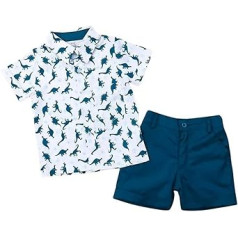 Beach Clothing Suit for Toddler Boys Shirt Set Short Sleeve Shorts Blue Small Dinosaur Shirt Boys Summer Two Piece Set