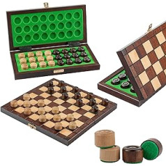 Elegant Chess Board Foldable 64 Fields Checkers | Master of Chess | Chess Board 25 cm | Handmade Lady Game Wood - Lady Board Game for Children and Adults