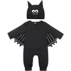 FANCYINN Unisex Carnival Baby Romper Toddler Baby Carnival Bat Cosplay Costume Dungarees Hat Outfits Set 3-24 Months