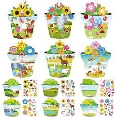 Pasimy Frühlings-Bastelsets für Kinder, zum Selbermachen, Frühlings-Blumentopf-Form, Basteln, Basteln Sie Ihren eigenen Blumentopf, Papier-Bastelset, Frühling, DIY-Kunst-Bastelsets für Zuhause,