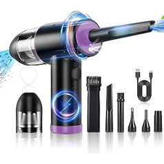 Kingcenton 2-in-1 Electric Dust Blower & Vacuum Cleaner, 3-Speed Keyboard & PC Cleaning Set, Compressed Air, 91000 RPM Compressed Air Spray Cleaner with 7600 mAh Battery, for Laptop, Keyboard, Car,
