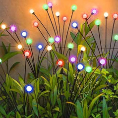 Garden Light, RGB Colour Changing Light, Solar Lights for Outdoor Garden Fireflies Garden Lights 8 LED Lights Solar Garden Lights for Outdoor Yard Patio Decorative, Channel, Birthday, Party Decoration