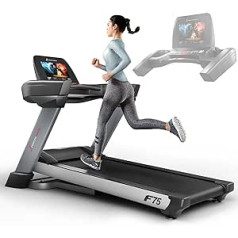 Sportstech F75 High-End Treadmill with Large Running Surface 580x1600mm, Android 15.6 Inch Display, up to 20km/h and 5HP, WiFi, USB, MP3, 18% Pitch with Damping System up to 200kg – Robust and Foldable