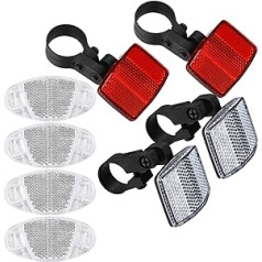 Fahrrad-Reflektoren-Set, vorne und hinten, Fahrrad-Speichenreflektoren-Set, Sicherheitswarnreflektoren für Lenker und Sattelstütze, Rot und Weiß, 8 Stück