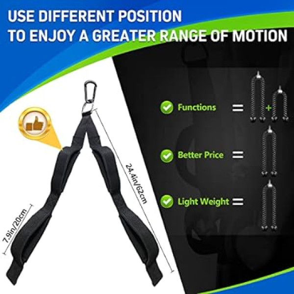 Topfinder Triceps Rope Extra Long Pull Rope, Lat Pull Rope Biceps Tricep Rope Fitness Accessories Strength Training Cable Pull Handles (Extra Long Triceps Rope)