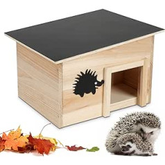 JAZUIHA Wooden Hedgehog House with Weather-Resistant Roof Nesting Box Shelter Winter Quarters for Hedgehogs Hedgehog Feeder House with Labyrinth Entrance 28 x 20 x 22 cm
