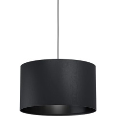 EGLO Maserlo 1 Pendant Light, 1-Bulb Vintage Pendant Light Made of Steel and Textile in Black, Dining Table Lamp, Living Room Lamp Hanging with E27 Socket, Diameter 38 cm