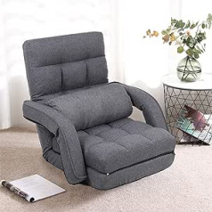 FLOGUOOR Folding Floor Chair with Armrests 42 Levels Adjustable