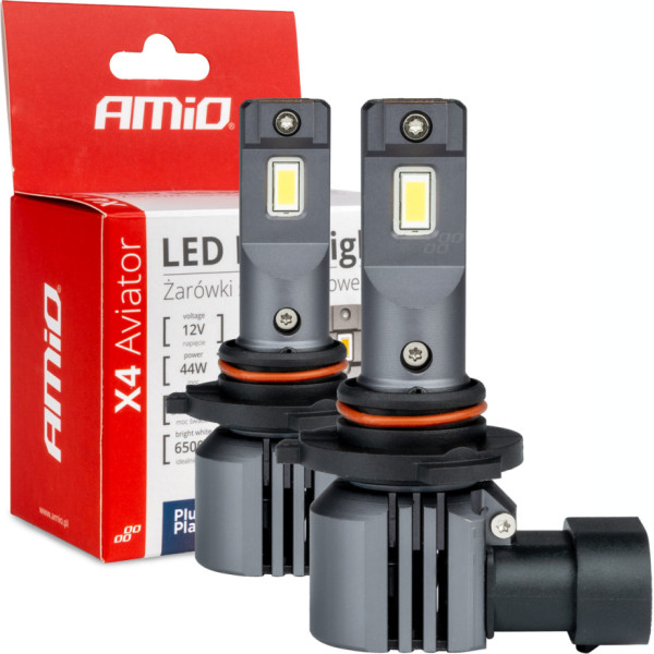 LED car bulbs x4 series aviator hb3 6500k canbus amio-03766