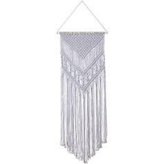 Laddawan Macrame Wall Hanging Cotton Rope Wall Art Woven Tapestry Boho Chic Wall Decor (Light Grey)