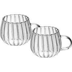 Luxshiny Pack of 2 Glass Coffee Cups Halloween Pumpkin Shaped Glass Cups with Handle Clear Drinks Tea Cup Latte Cups Cappuccino Cups Water Drinking Cup 350 ml