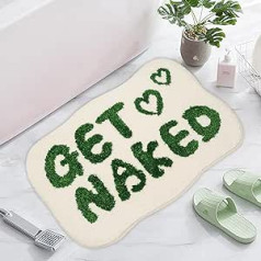 Waslary Get Naked Bath Mat, 50 x 80 cm, Bathroom Rug, Non-Slip Absorbent Bath Mat, White