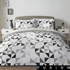 Fusion Hendra Geometric Reversible Duvet Cover Set, Grey, Single