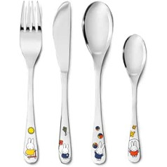 Zilverstad Kinderbesteck Miffy spielt, 4-teilig, Edelstahl, Silberfarben, 21.5 x 15.5 x 2.5 cm