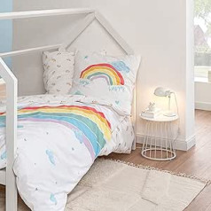 MTOnlinehandel Rainbow Flannelette Bed Linen 135 x 200 cm Cuddly Children's Bed Linen Girls and Boys Pillowcase 80 x 80 cm + Duvet Cover 135 x 200 cm 100% Cotton