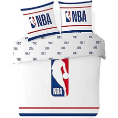 Sahinler NBA Logo Duvet Cover 200 x 200 cm + 2 Pillowcases 63 x 63 cm - Double Bed Linen - White - 100% Cotton 2070210B