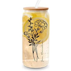 Glasbecher mit Deckel und Strohhalm zur Geburt – Geburtstagsgeschenke für Frauen – Januar-Geburtstagsgeschenkideen für sie, Freundin, Freunde, Ehefrau, Mutter, Tochter, Schwester, 530 ml