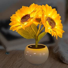 YATOSEEN Sunflower Lamp, Sunflower with Light, Desk Lamp, Flower Ornaments, LED Simulation Sunflower Night Light with Ceramic Vase, for Home, Living Room, Desktop Decoration