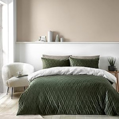 Catherine Lansfield Cozy Soft Duvet Cover Set with Pillow Case Single Bed Christmas Tree Green
