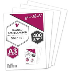 Set of 50 Blank Craft Cardboard, DIN A3-400 g, DIY, for DIY Crafts, Painting and Writing, for Scrapbooking and Much More, White, dv_1007