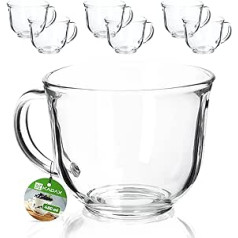 KADAX Tea Glasses with Handle, 480ml Glass Cups Set, Dishwasher Safe Coffee Glasses, Hot and Cold Drink Glasses, Coffee Mugs, Juice Glasses, Glass Cups (480ml/6pcs)