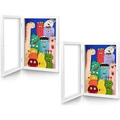 FIVAVA Pack of 2 Picture Frames for Children's Drawings, A4 for 50-150 Pictures, Picture Frames for Filling, Children's Drawings, Children's Art Frame, A4, Foldable, White