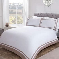 Sleepdown 100% Cotton Sateen 300 Thread Count Super King (260 x 230 cm) Cotton Duvet Cover Set with Pillowcases - Mink White, King