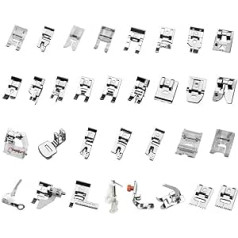 32 Pieces Sewing Machine Presser Foot Set Multifunctional Hem Foot Replacement Parts Accessories Sewing Machine Walking Foot Kit Household for Singer Toyota Janome Elna New Home Babylock Brother