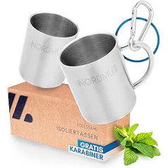 NORDMUT® Stainless Steel Thermal Mug [Set of 2] Camping Mug | Sustainable Stainless Steel Cup | Coffee Cup Double-Walled Insulated and BPA Free | Cups Set for Camping & Outdoor [2 x 300 ml]