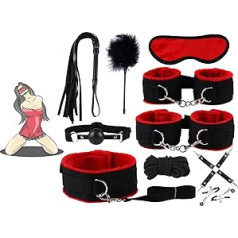 DYNLAB 10 Piece Pair of Nylon Indoor Yoga Set - Bring More Fun to Life (Red)