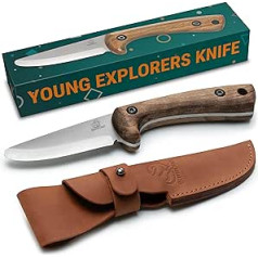 BeaverCraft Children's Knife Scout Knife - Carving Knife for Children Safe Children's Knife Children's Bushcraft Knife with Sheath Knife for Boys 8-12 Knives with Rounded Tip BSH Kid