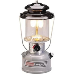 Coleman Powerhouse Dual Fuel Lantern Shines up to 800 Lumens, 2-Mantle Lantern Uses Coleman Liquid Fuel or Benzin with Adjustable Brightness, Carry Handle, Mantles, & Funnel Included