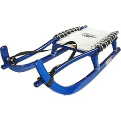 German Luge Double Sledge with Racing Track and Leather Strap 120cm Blue