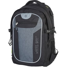 Wheel-Bee Revolution Backpack with Integrated LED Light (Green) and Reflective Strips for Safety and Visibility, 30 Litre Volume, Many Compartments