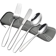 Ortodayes 4 Piece Outdoor Camping Cutlery Set Stainless Steel Travel Cutlery Set 1 Person