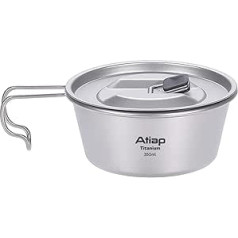 ATiAP Titanium Bowl Pot with Foldable Handle Lid Cover Cookware Bowl for Outdoor Camping Picnic (350ml)