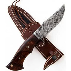 BIGCAT ROAR Handmade Damascus Hunting Knife - Fixed Blade Hunting Knife with Sheath and Walnut Wood Handle - 25.4 cm EDC Skinning Knife - Jaguar Hunter