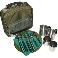 NGT Deluxe Besteck-Set Camping Angeln Picknick, je 2 Teller, Messer, Gabeln & Tassen