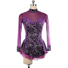 YDHTIZ Simple Generous Figure Skating Dress Velvet High Collar Rhinestone Gymnastics Jersey Purple Ballerina Outfits
