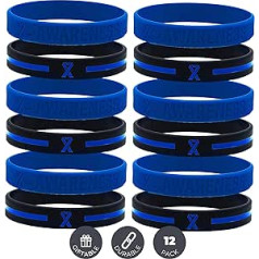 Silicone Wristbands for Adults - Blue (Pack of 12)