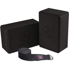 Clever Yoga Blocks and Strap Set, 2 Pack Yoga Blocks, Lightweight High Density Foam 9
