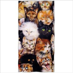 IMFLY Beach Towel, 70 x 140 cm, Printed Microfibre Bath Towel, Black Cat, Bath Towel, Shower Towel, Hand Towel, Children's Bath Towels, Hand Towels for Children (E, 100 x 200 cm)