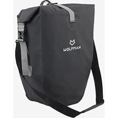 Wolfman 2-in-1 Bicycle Bag for Pannier Rack, Waterproof Pannier Rack Bag with Carry Strap