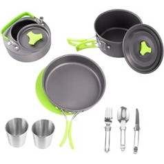 Kisangel 1 Satz 12 Stk Camping Topf Pfanne Set Outdoor-kochherd Campinglöffel Gabel Lagerfeuer-kochset Backpacking Herd Topf Grillzubehör-set Campingpfanne Hartes Aluminiumoxid Haupt Reisen